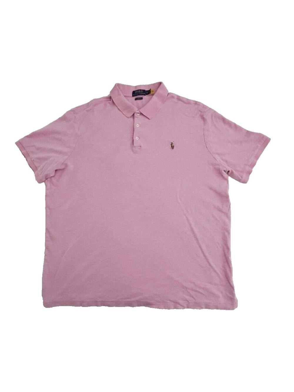 RALPH LAUREN Polo Shirt Men's XL Pink Classic Fit Short Sleeve Collared Cotton